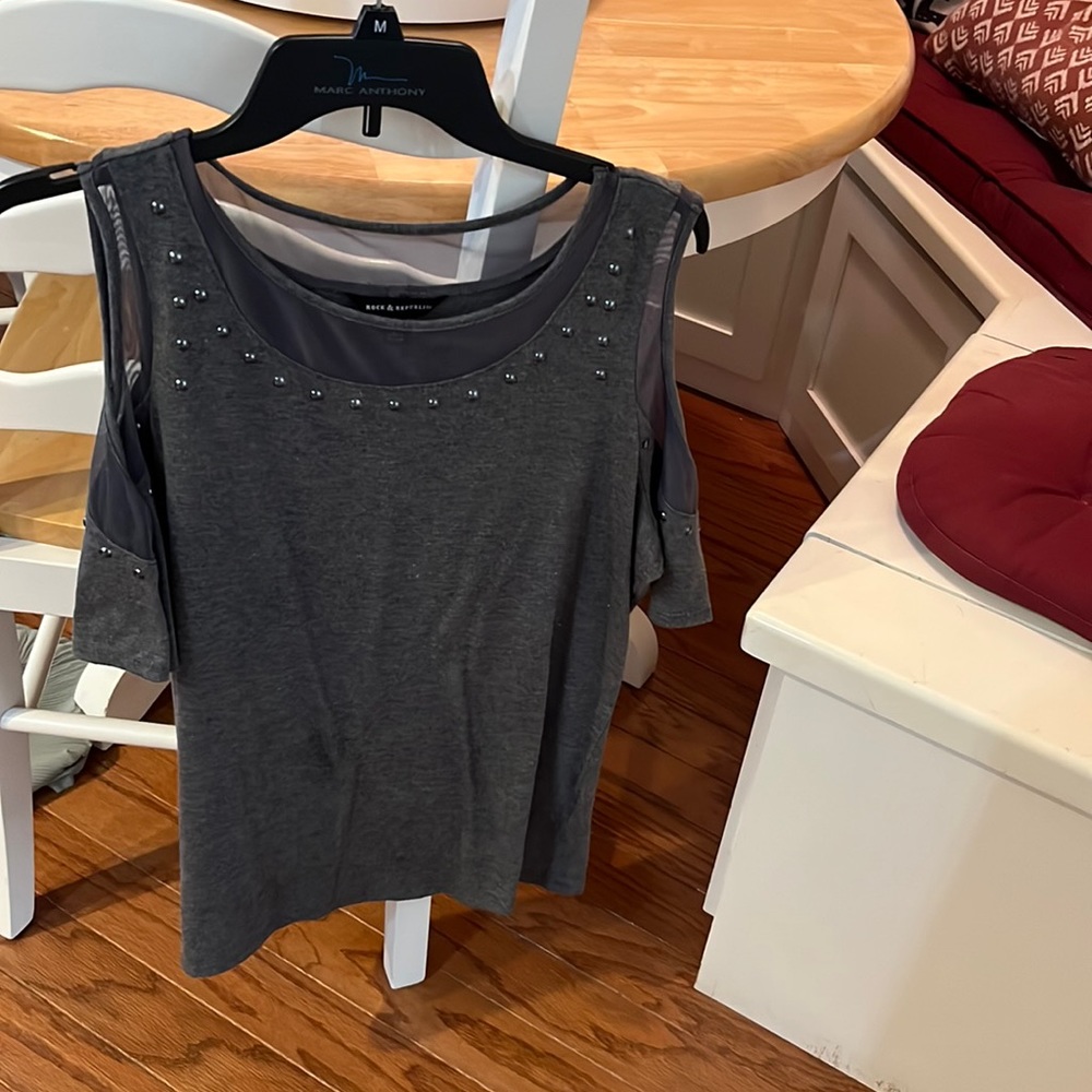 Rock & republic gray mess top